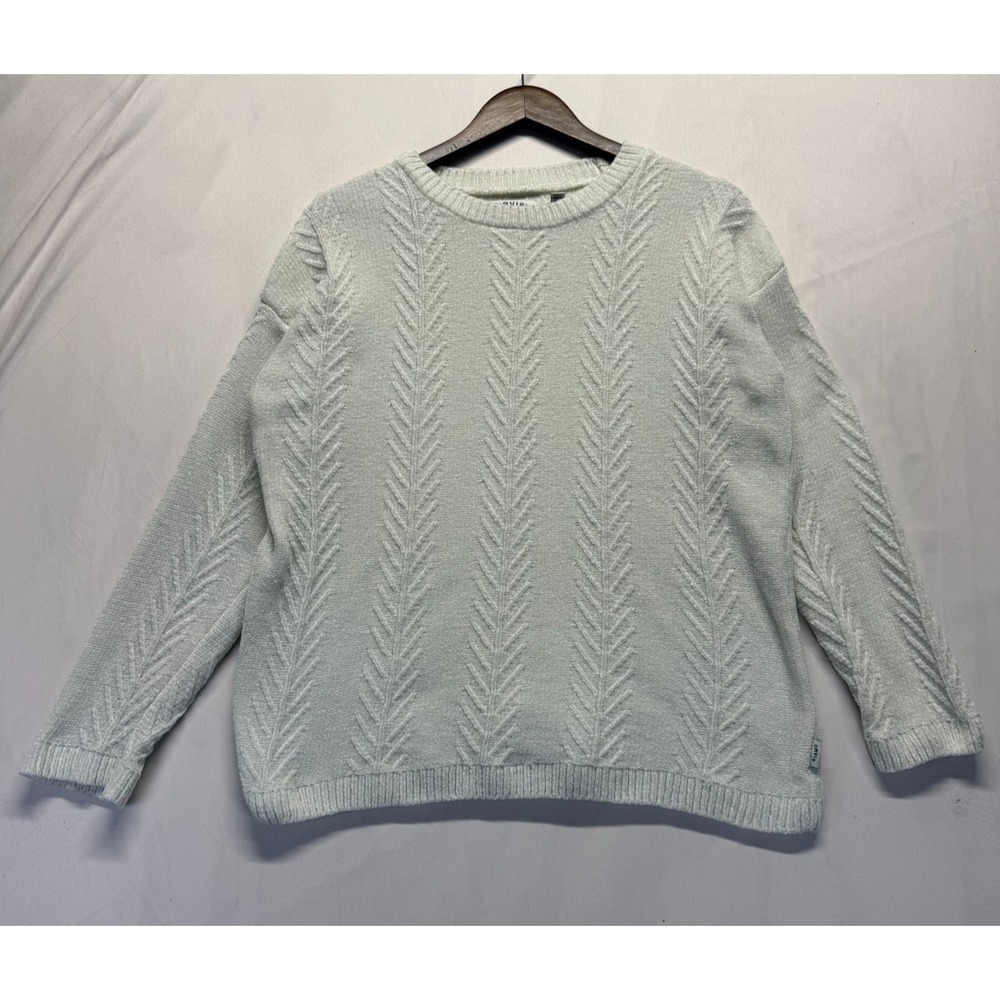 Orvis Sweater Womens Large White Chevron Textured Plush Tight Knit Winter Wear
